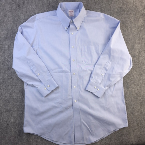 Brooks Brothers Dress Shirt 17 2/3 Madison Non Iron Blue Solid Button Down - Picture 1 of 8